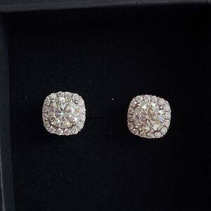 2 cttw Moissanite 925 sterling silver square stud earrings